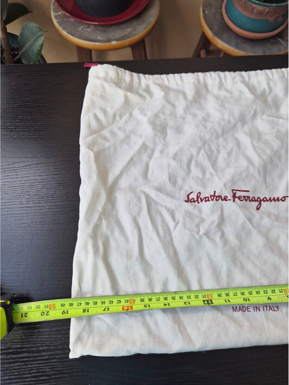 Salvatore Ferragamo Large Cotton Drawstring Dust Bag 19" x 16" Made in Italy - Picture 4 of 5